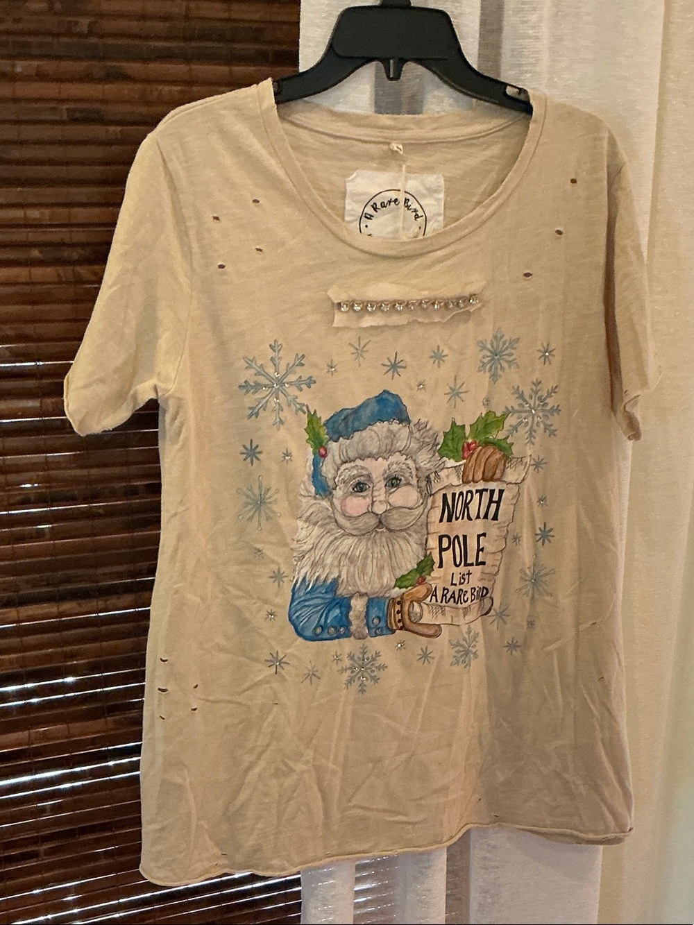 Women’s Cream Santa Graphic Tee by Rare Bird